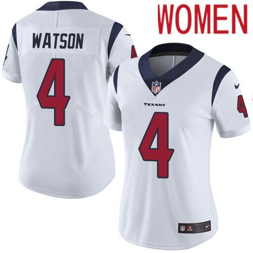 Women Houston Texans #4 Deshaun Watson White Nike Vapor Limited NFL Jersey->women nfl jersey->Women Jersey